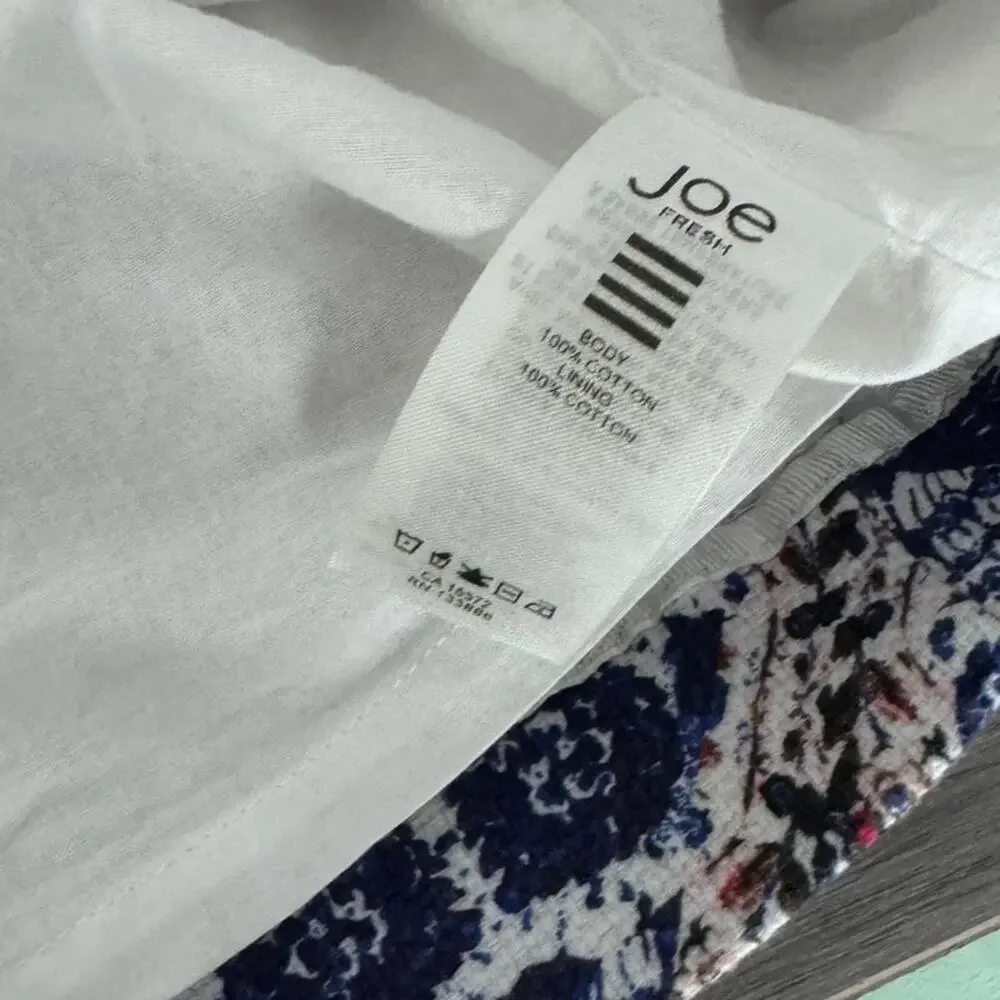 Joe Fresh Size 12 Pencil Skirt Lined Blue Wite Print Back Zipper Size 12